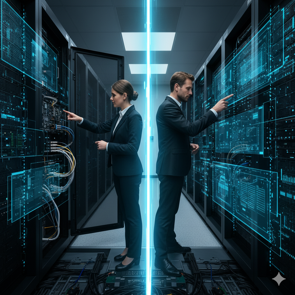 Servidores de alta potencia en un centro de datos